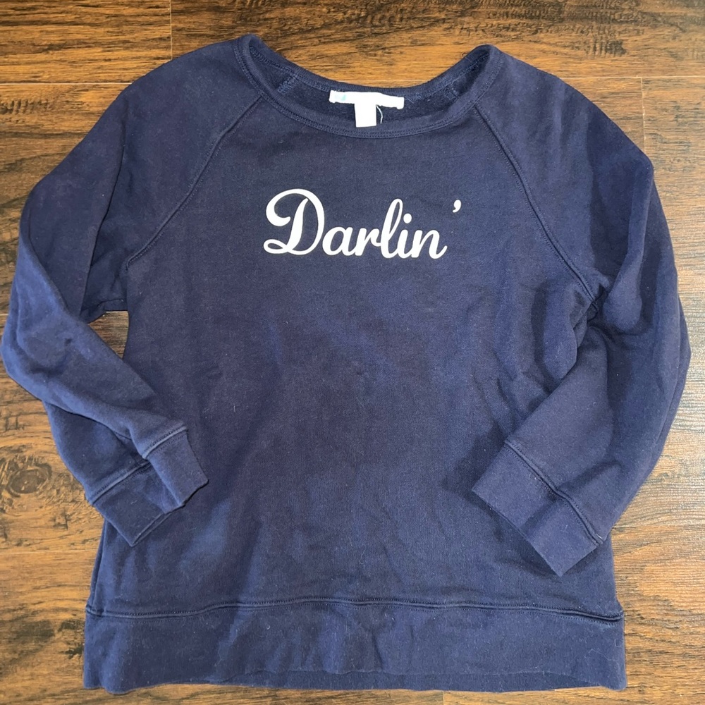 Draper James Navy Blue White Darlin Pullover Sweatshirt Small S